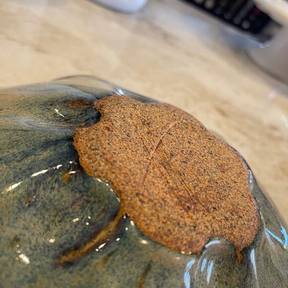 Studio Pottery dish blue flower shaped stunning!  Signed - Picture 10 of 11